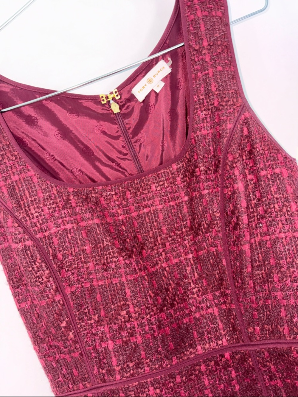Tory Burch Maroon Tweed Midi Dress Make an offer!